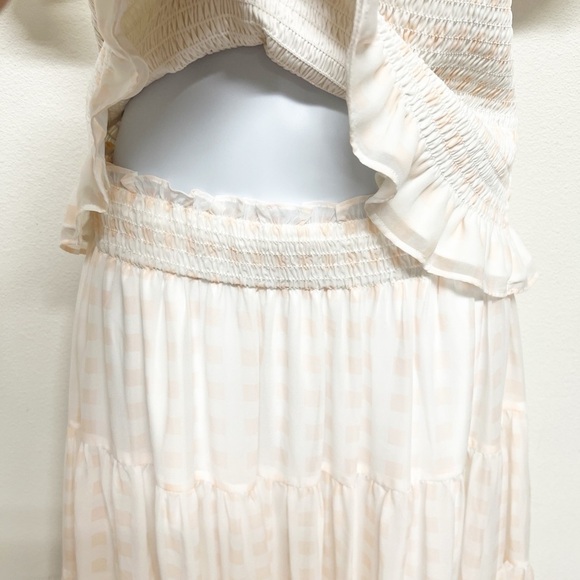 Rachel Parcell Pink Gingham Chiffon Sheer Puff Sleeve Top and Tiered Skirt Set - Picture 4 of 8